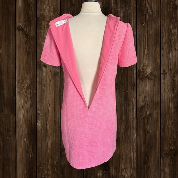 Eliza J Braided Trim Boucle Shift Dress Sz 12 Pink Peach Color Lined 60ties $158 - Picture 9 of 12